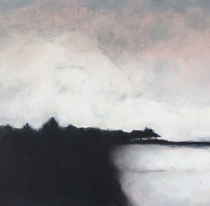 Painting by Veronica Dooley titled BEYOND THE NIGHT SKYLINE - Oil on Canvas · 80cm x 80cm