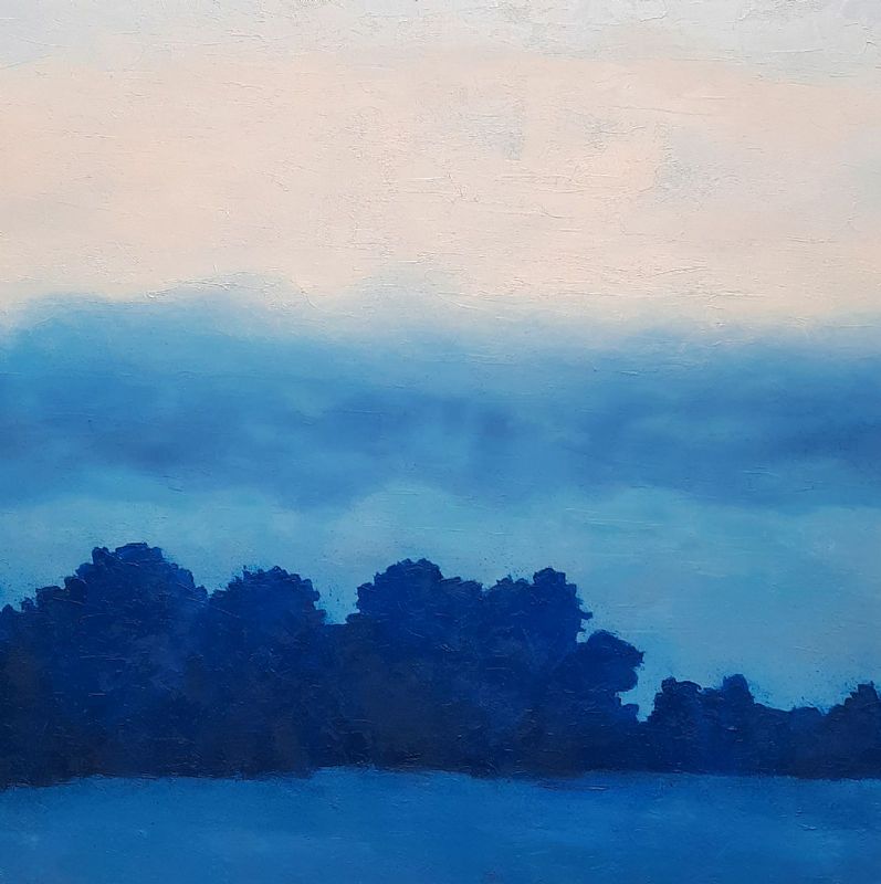 Painting by Veronica Dooley titled FADES INTO BLUE - Oil on Canvas · 80cm x 80cm
