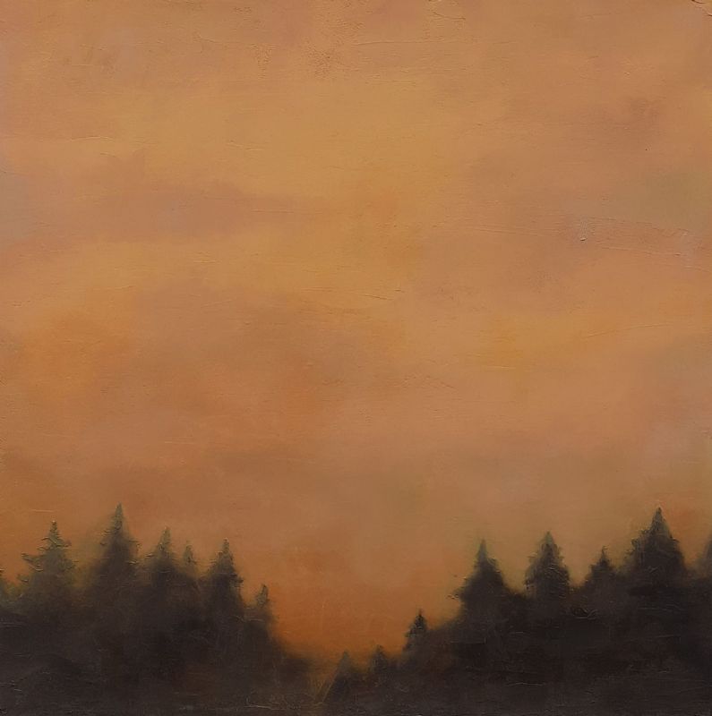 Painting by Veronica Dooley titled UNDER A STOLEN SKY - Oil on Canvas · 80cm x 80cm